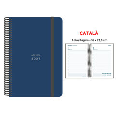 Agenda Espiral Finocam 16x23,5 cm Catal&aacute;n D&iacute;a P&aacute;gina 2027 Azul Oscuro