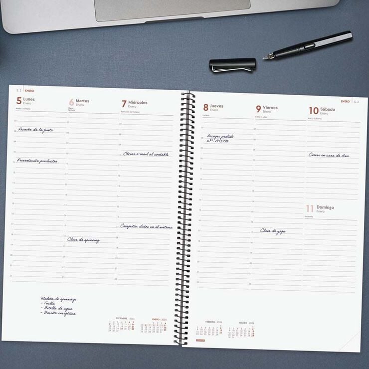 Agenda Finocam Opaque E40 sem/vista vertical cas 2026 negro