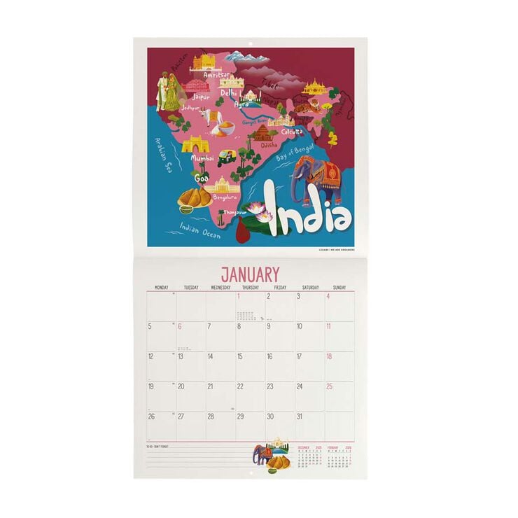 Calendari paret Legami 30x29cm 2026 Let's Travel