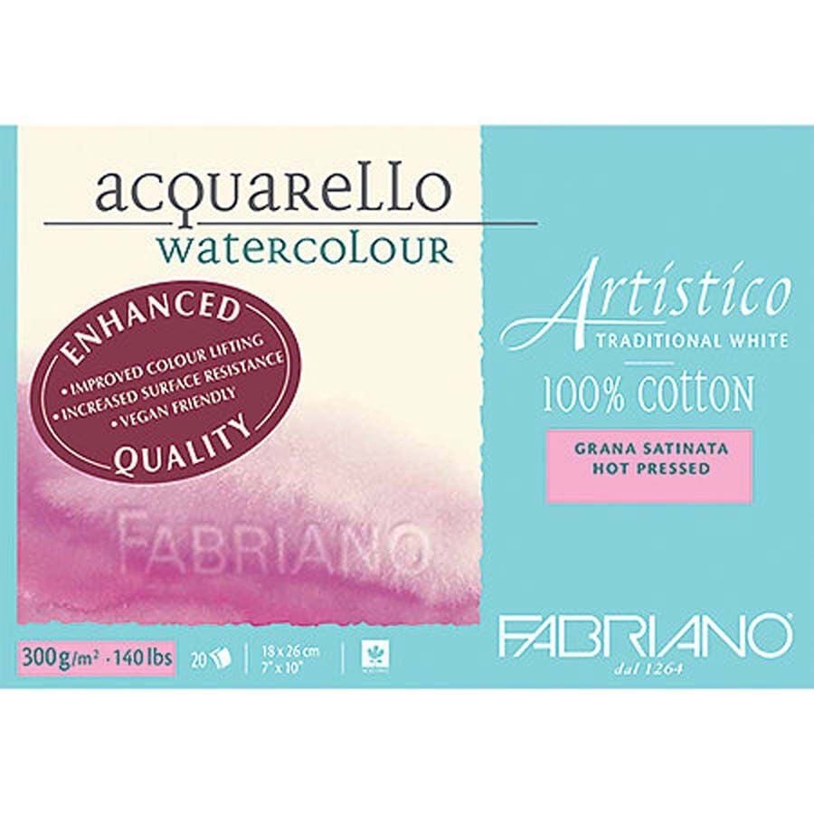 Bloc Acuarela Artistico Fabriano 100% algod&oacute;n 18x36cm 300g