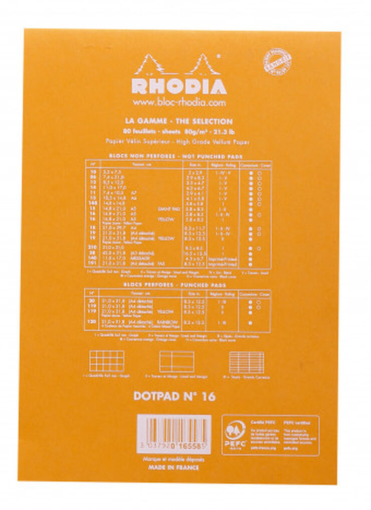 Bloc Rhodia Dots A5 80 fulls Taronja