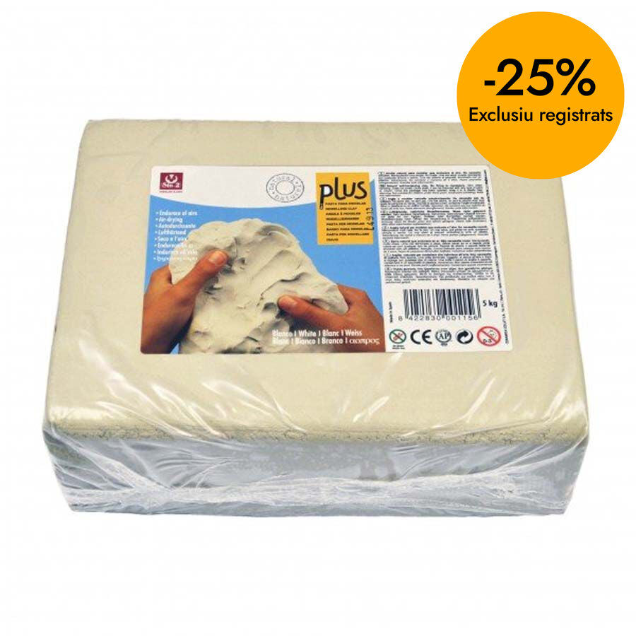 Barro endurecible Sio-2 Plus 5kg extra blanco