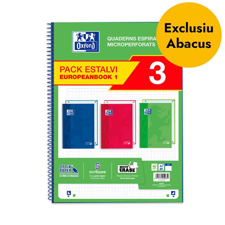 Note Book 1 A4 tapa extradura 80 hojas 5X5 Oxford Colores Vivos 3 unidades