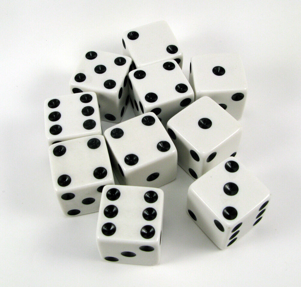 Dado 6 caras blanco 10 unidades