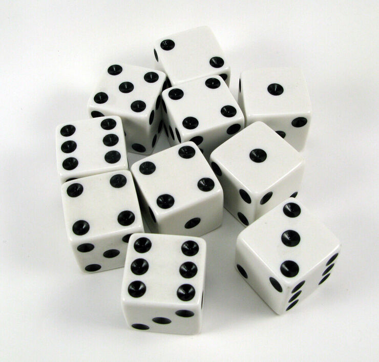 Dado 6 caras blanco 10 unidades