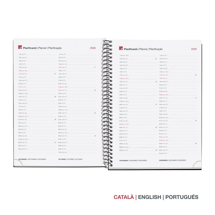 Agenda Miquelrius Escolar Plus Dia P&agrave;gina Catal&agrave; City 2027 Negre