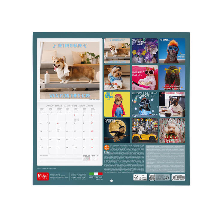 Calendario Legami 30x29 Pared Supawstar Multiling&uuml;e 2027