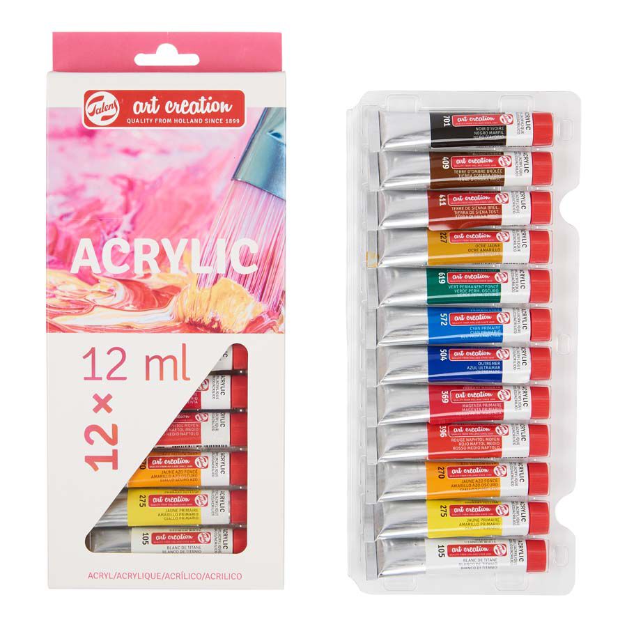 Set Acr&iacute;lic Talens Art Cretaion 12 colors 12ml
