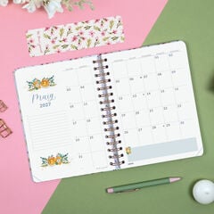 Agenda Finocam Flower Journal Semana Vista Horizontal 2027 Catal&aacute;n Rosa