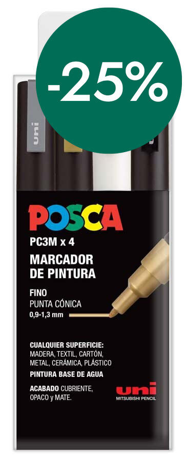 Retoladors Posca PC-3M 0,9-1,3mm metall 4 colors