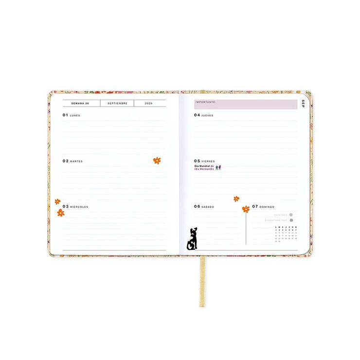 Agenda escolar UO Mini sem/vista castellano 2025-26 Bloom