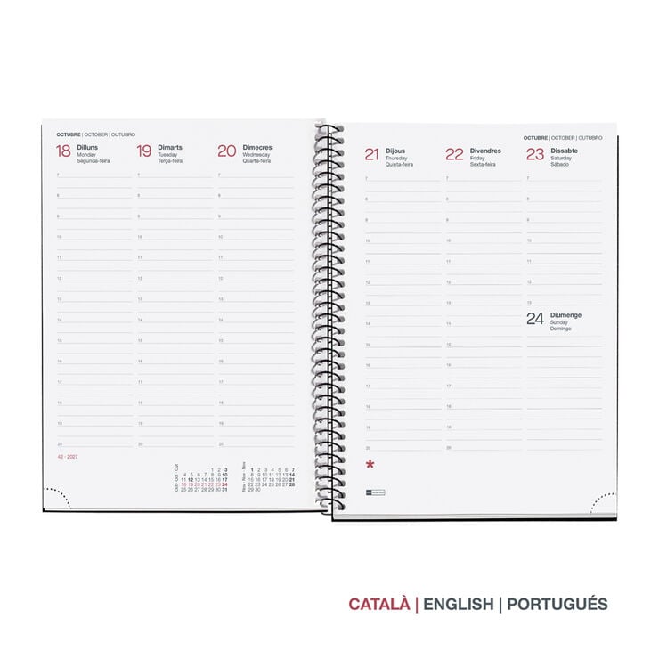 Agenda Miquelrius Espiral Plus Semana Vista Catal&aacute;n 2027 City Gris