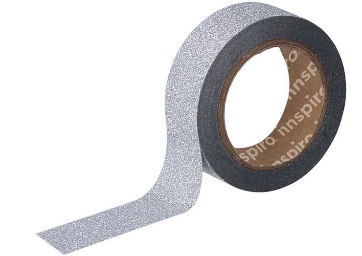 Cinta Washi Tape Innspiro Glitter plata