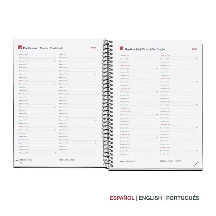 Agenda Miquelrius Especial Plus D&iacute;a P&aacute;gina Multiling&uuml;e City 2027 Azul Marino
