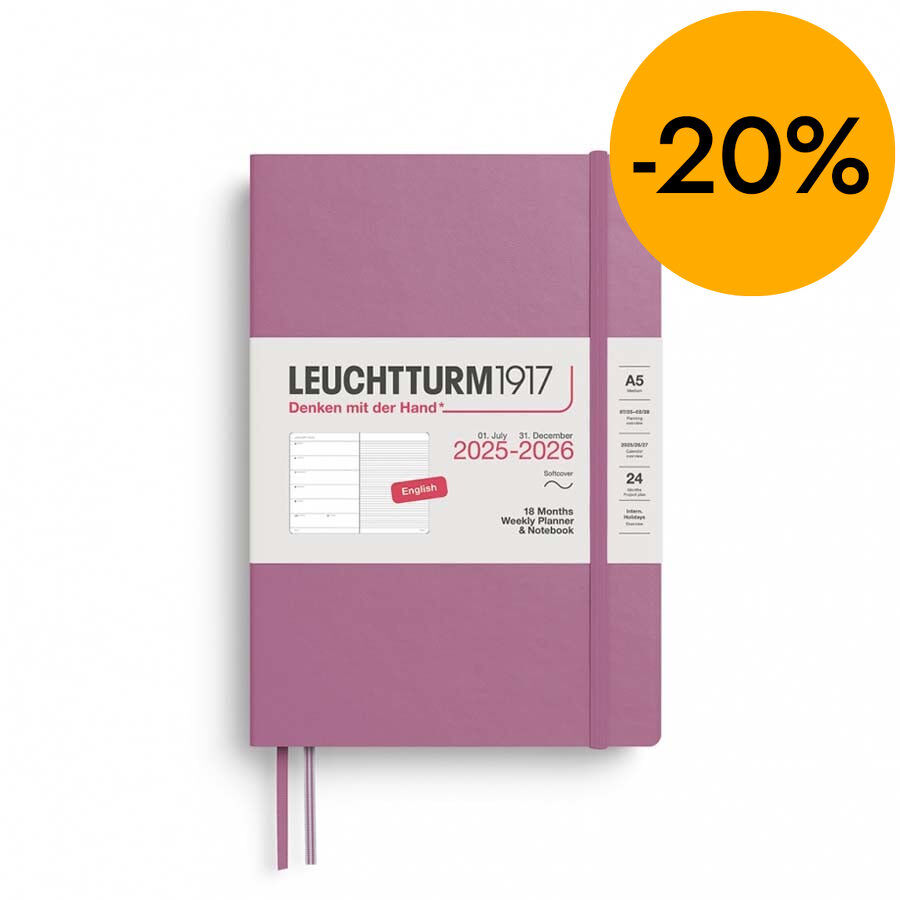 Agenda 18 mesos Leuchtturm A5 setm/vista 2026 rosa