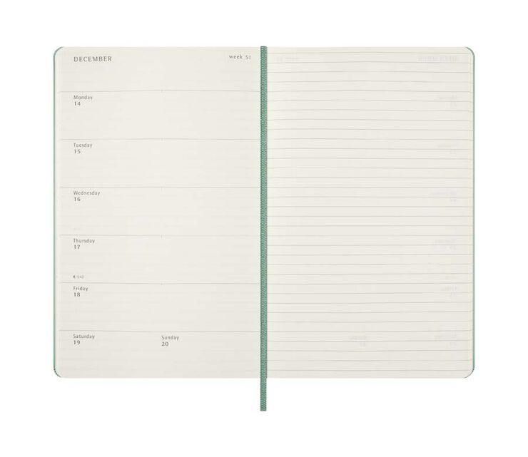 Agenda Moleskine 18 mesos set/vista L tapa dura verd