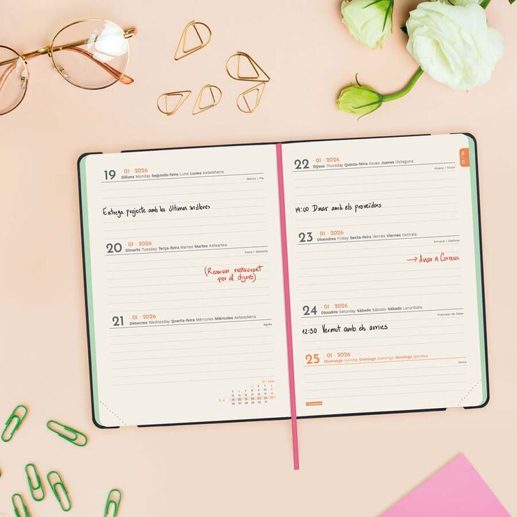 Agenda Finocam Joy F4 sem/vista horizontal cat 2026 Bloom