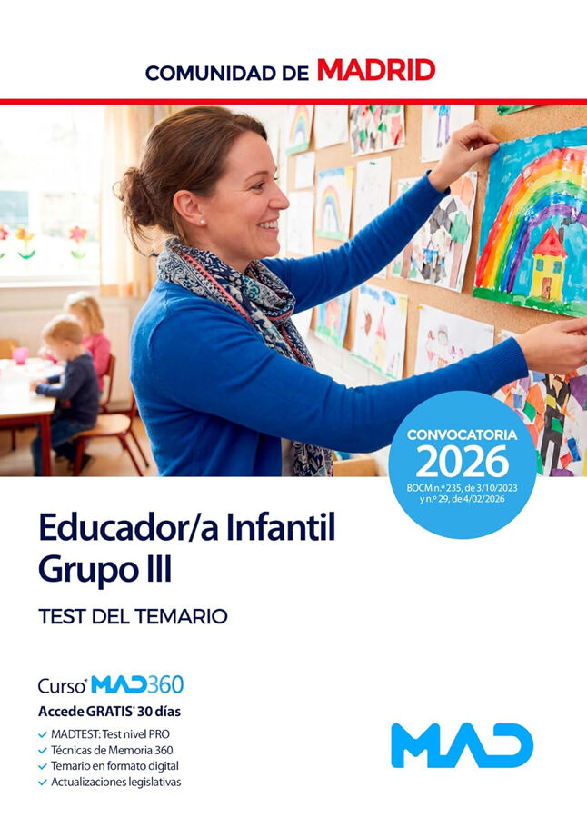 Educador/a Infantil Grupo III de la Comunidad de Madrid. Test del temario