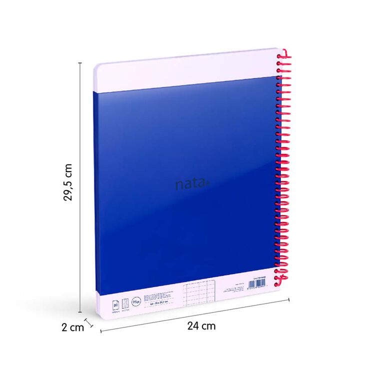 Llibreta A4 espiral 80 fulls 5x5mm Milan Nata 624 blau