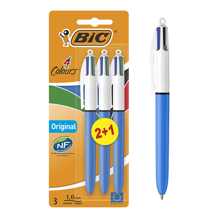 Bolígrafo Bic 4 colores 2+1 unidades