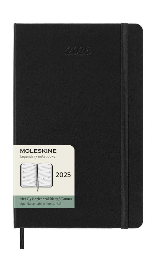 Agenda Moleskine 12m sem/vista 2025 horizontal L negro