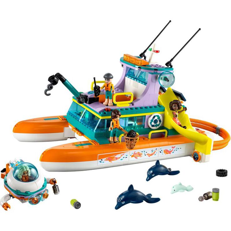 LEGO® Friends Barco de Rescate Marítimo con Animales MariNos 41734