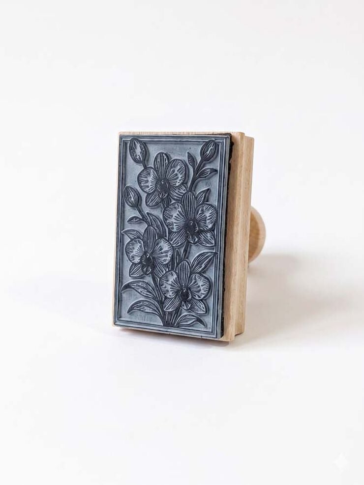 Sello Ex-Libris con mango Orqu&iacute;dea