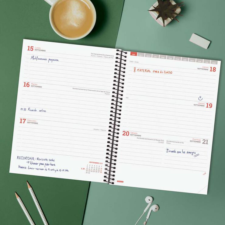 Agenda Finocam escolar espiral E10 sem/vista cas 2025-26 turquesa