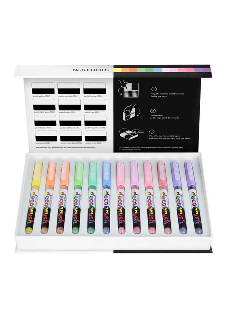 Rotuladores Karin Brushmarker Pigment Decobrush pastel 12 colores