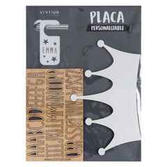 Placa decorativa personalizable Corona blanco