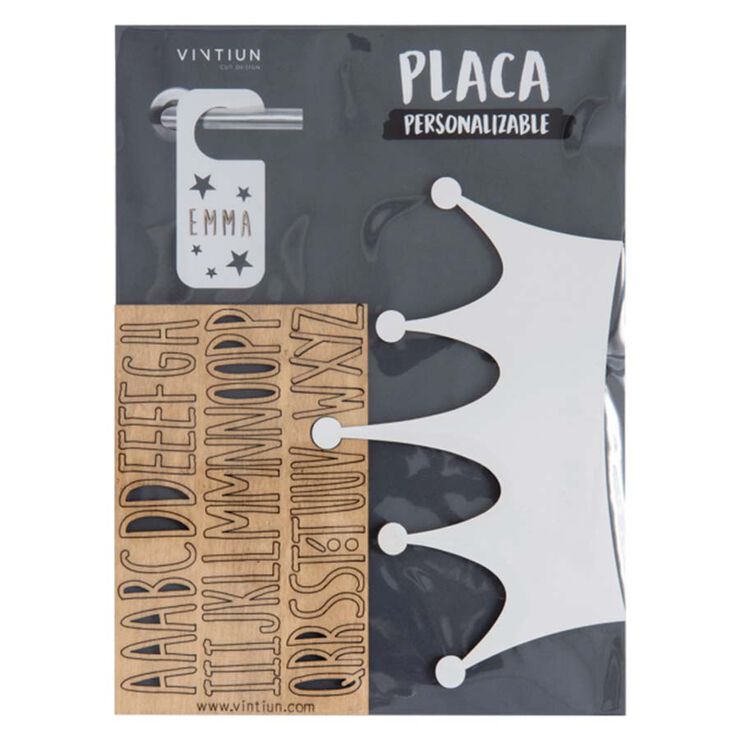 Placa decorativa personalizable Corona blanco