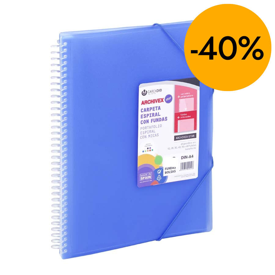 Carpeta 50 fundes espiral A4 Archivex blau