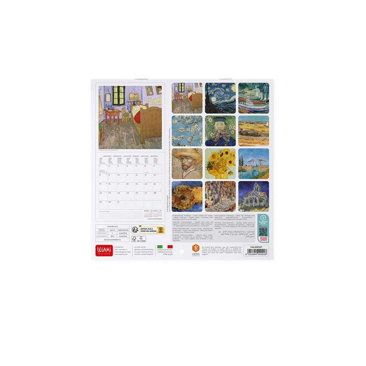 Calendario pared Legami 18X18 2024 V. Van Gogh