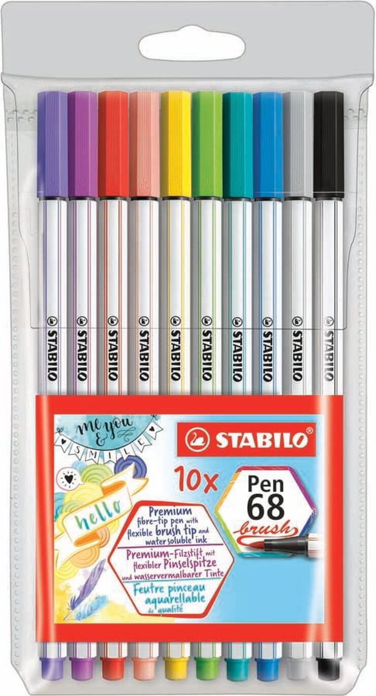 Rotuladores Stabilo Pen68 Brush 10 colores