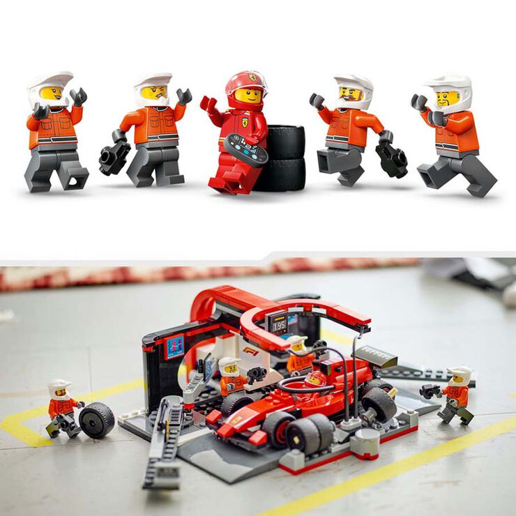 LEGO® LEGO City Parada en Boxes de F1® y Equipo de Mecánicos con Coche Ferrari 60443