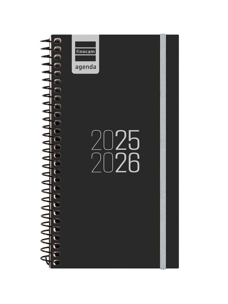 Agenda Finocam escolar espiral E9 sem/vista cat 2025-26 negro