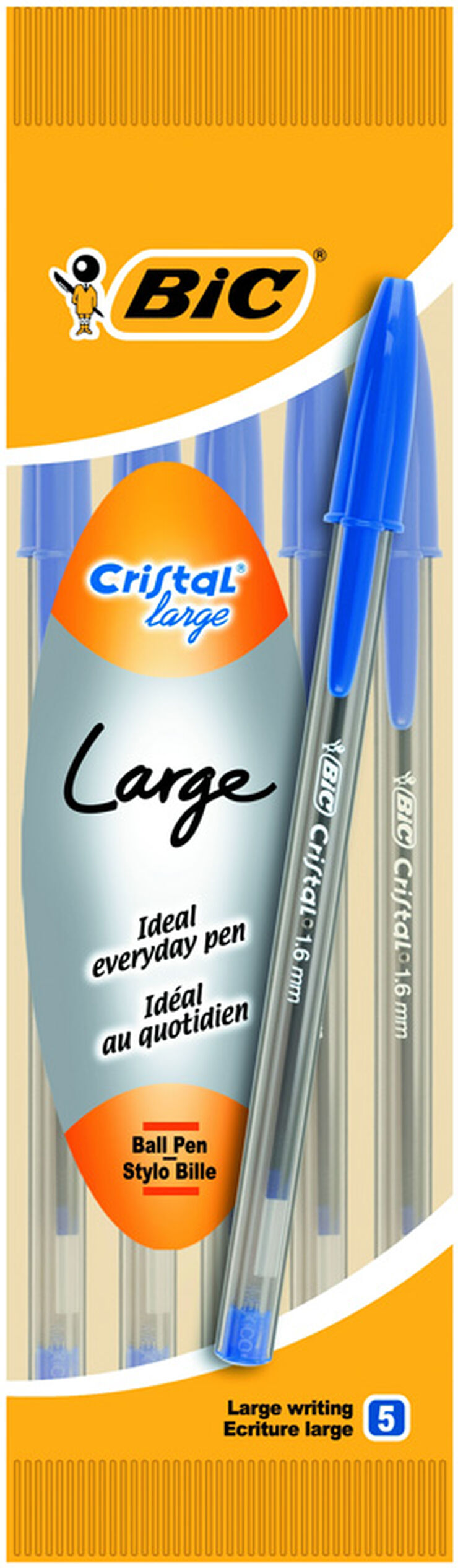 Bolígrafo Bic Cristal Large azul 5u