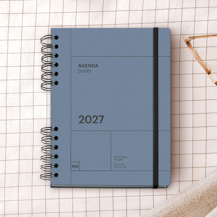 Agenda Miquelrius Plus Wire-O Dia P&agrave;gina Multiling&uuml;e 2027 Blau Mar&iacute;
