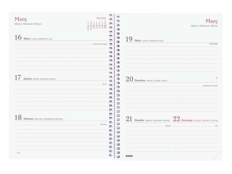 Agenda Finocam Design Collection E10 sem/vista horizontal cat 2026 Ahora