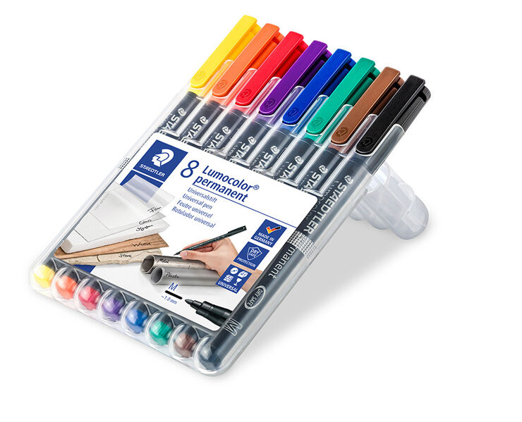 Rotuladores permanentes Staedtler Lumocolor M 8 colores
