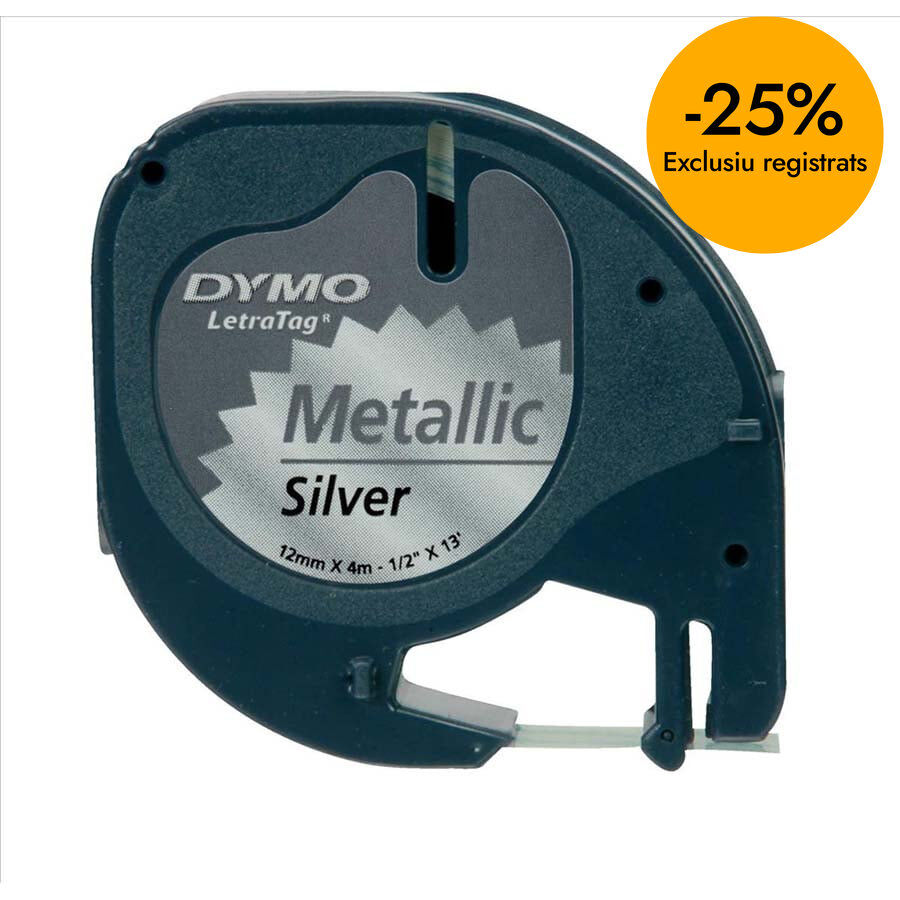 Cinta para rotular Dymo LetraTag exterior plata