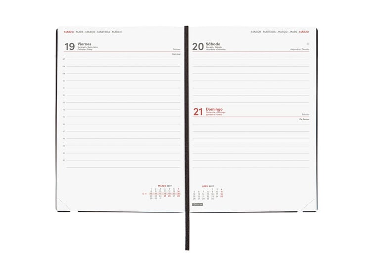 Agenda Finocam Mara D&iacute;a P&aacute;gina 2027 Castellano Negro