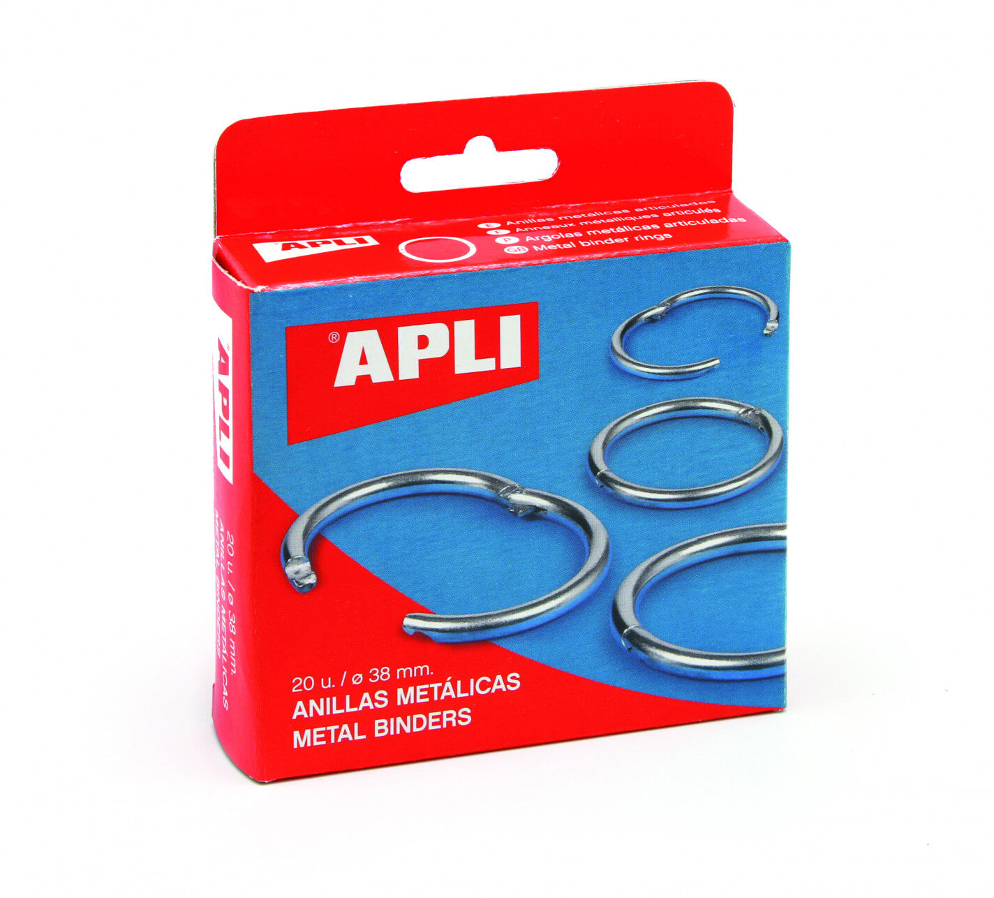 Anelles met&agrave;l&middot;liques Apli 38mm 20u