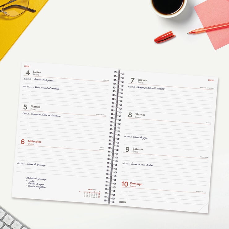 Agenda Finocam Year Setmana Vista Horitzontal 2027 Castell&agrave; Vermell