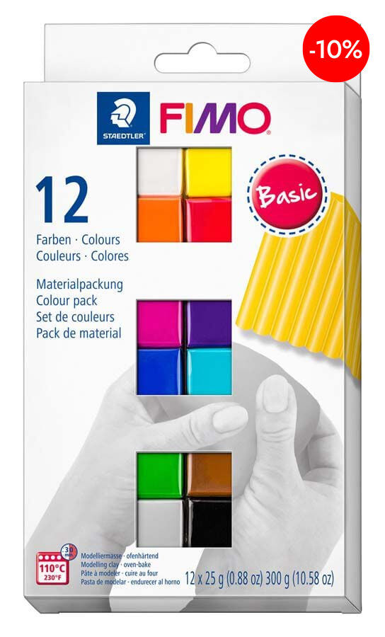 Pasta modelar Fimo Soft 300g basic 12 colors