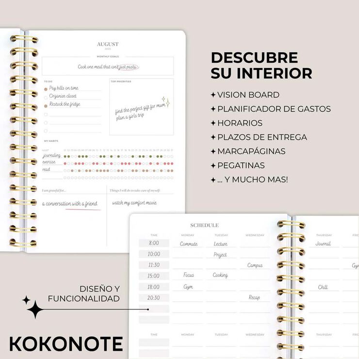 Agenda escolar Kokonote sem/vista inglés 2025-26 B. Nordic