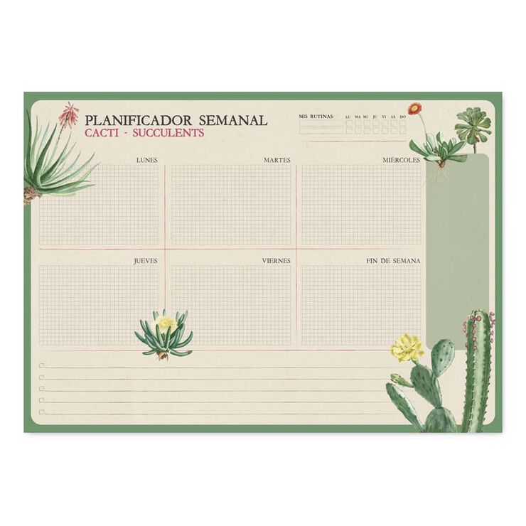 Planificador Semanal A4 Kokonote Botanical Cacti castellano