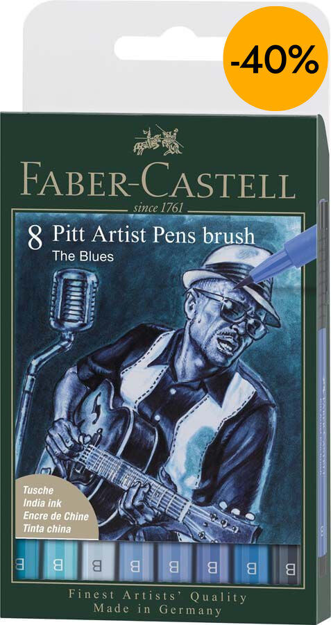 Pitt Artist Pen Faber-Castell The Blues 8 colas azules