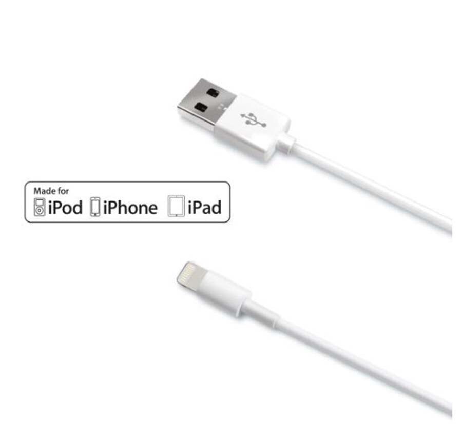 Cable Usb A&nbsp;Lightning&nbsp;1M Blanc&nbsp;Celly