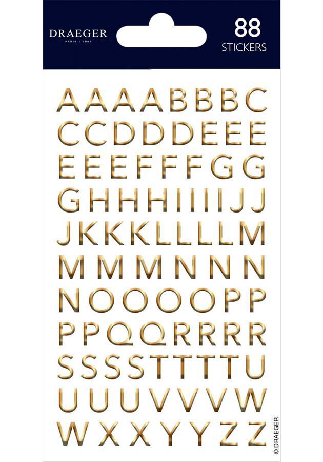Stickers Draeger Abecedario dorado 87u